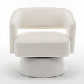 Swivel Barrel Chair, Velvet Accent Armchair 360 Degree Swivel Club Chair For Living Room Bedroom Reception Room White Foam Velvet