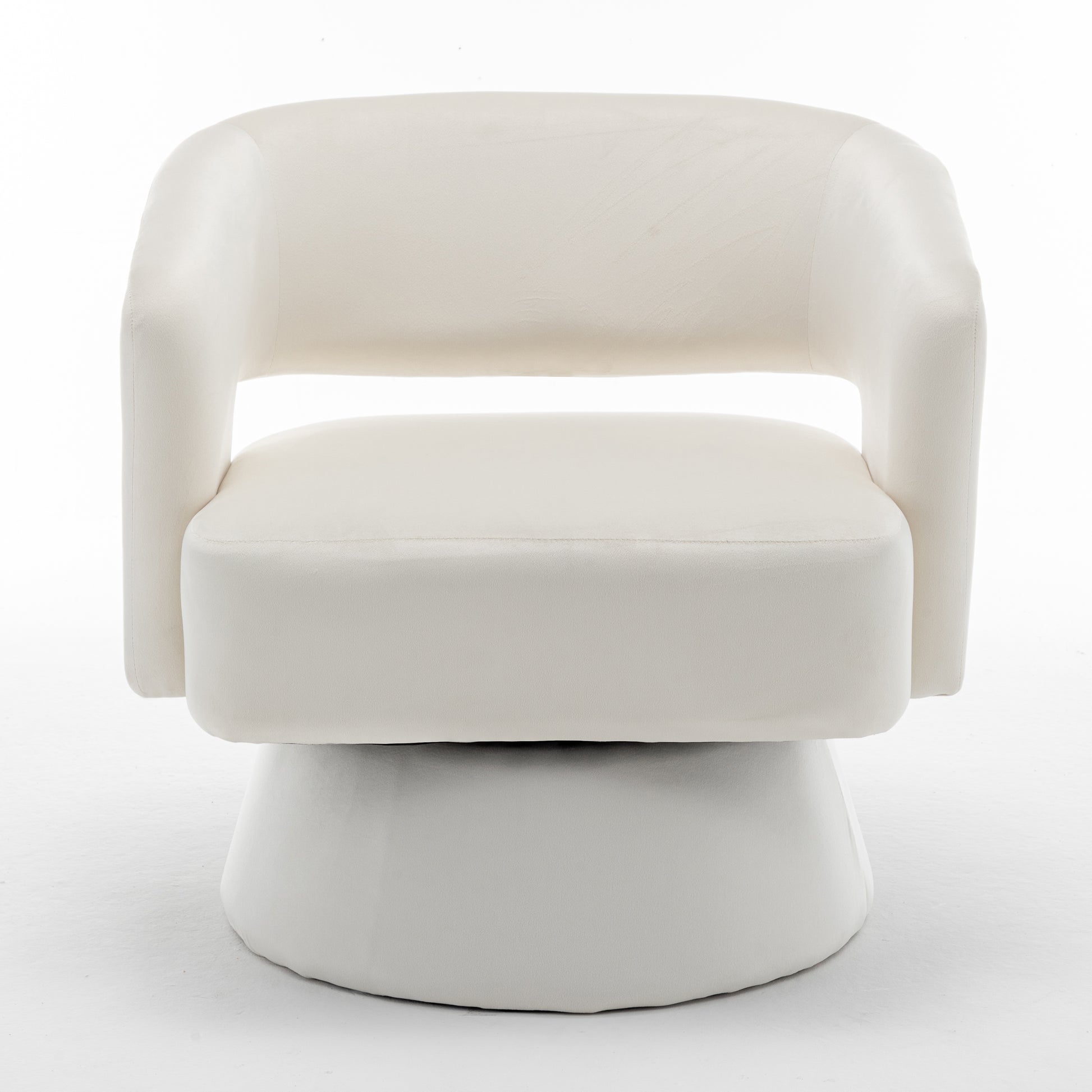 Swivel Barrel Chair, Velvet Accent Armchair 360 Degree Swivel Club Chair For Living Room Bedroom Reception Room White Foam Velvet