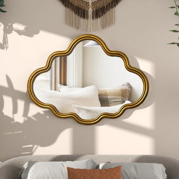Cloud Shape Gold Wall Mirror Antique Gold Antique,Art Deco,Classic,Luxury,Vintage Mirror,Pu