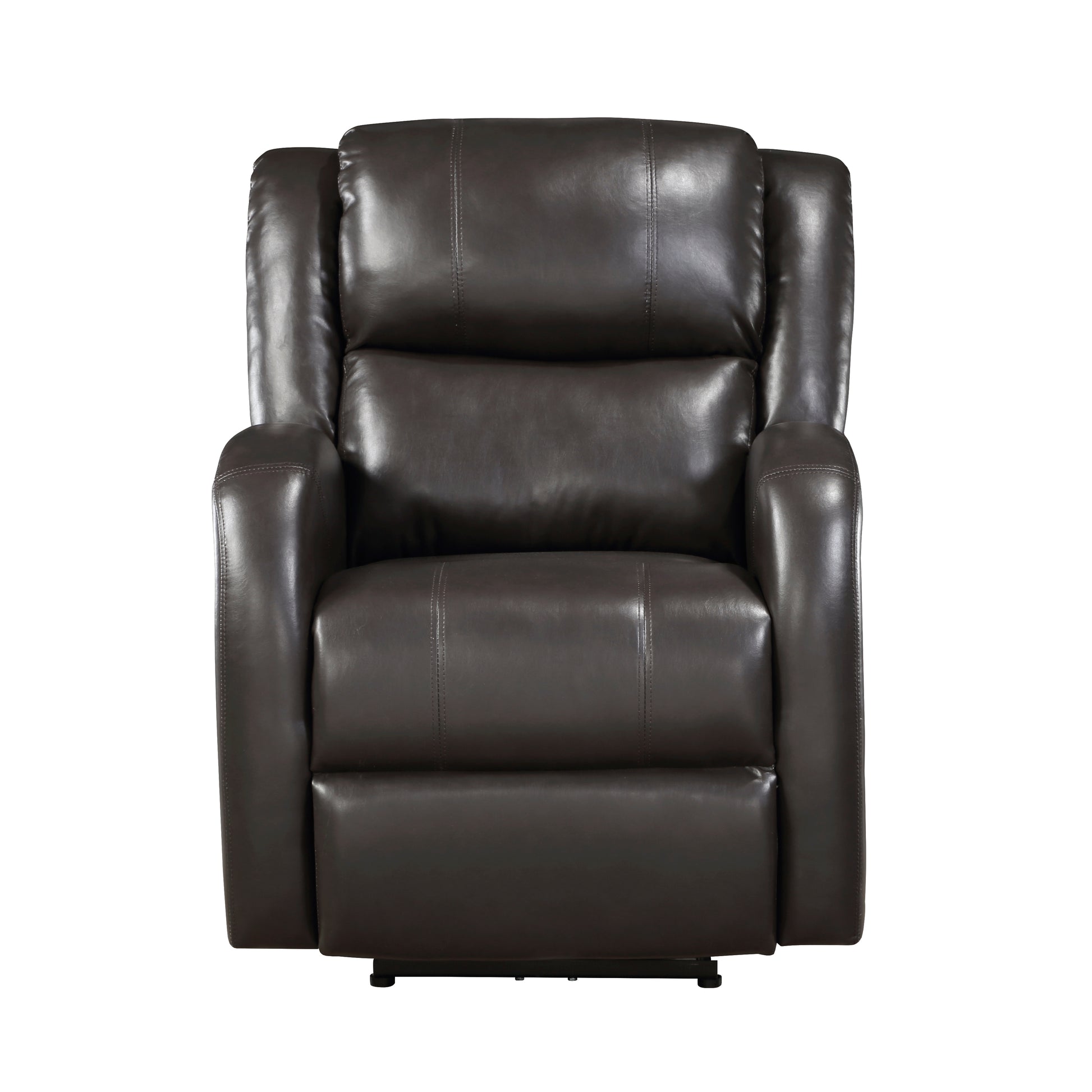 Modern Living Room Furniture 1Pc Power Reclining Chair Brown Faux Leather Upholstery Plush Seating Solid Wood Frame Brown Faux Leather Wood Primary Living Space Modern Plywood,Solid Wood