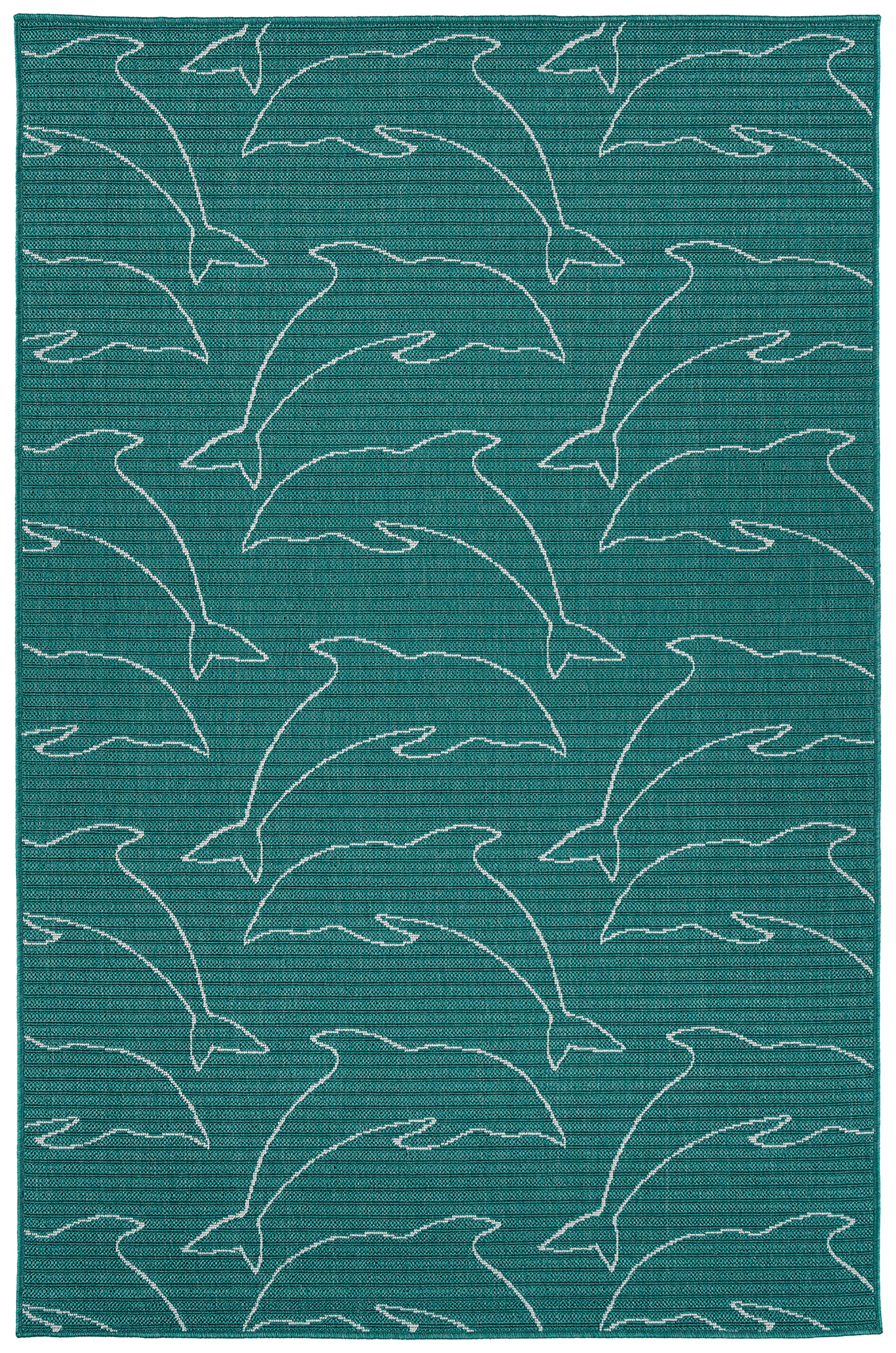 Contemporary, Transitional, Animal Print, Nautical, Textured 1'9" X 3' Rectangle Throw Rug Light Blue Polypropylene