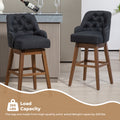 Coolmore Bar Stools Set Of 2 Counter Height Chairs With Footrest For Kitchen, Dining Room And 360 Degree Solid Wood Legs Swivel Bar Stools Set Of 2 Black Linen Black Foam Linen