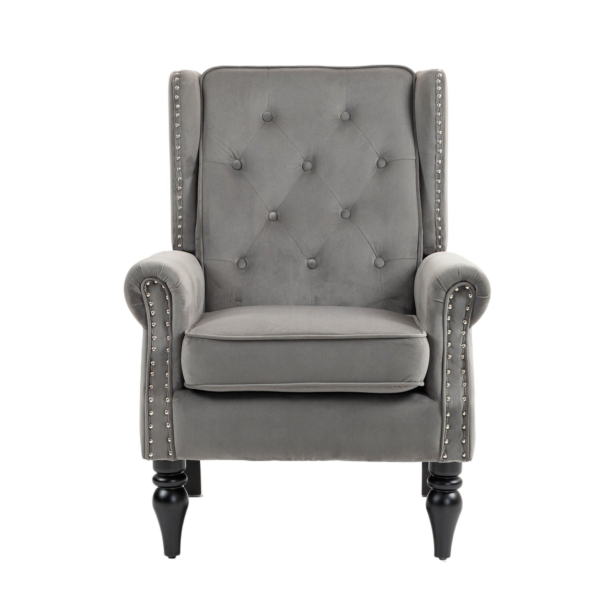 Coolmore Wood Frame Armchair, Modern Accent Chair Lounge Chair With Sturdy Wood Legs For Living Room Bedroom Dark Gray Dark Gray Foam Velvet