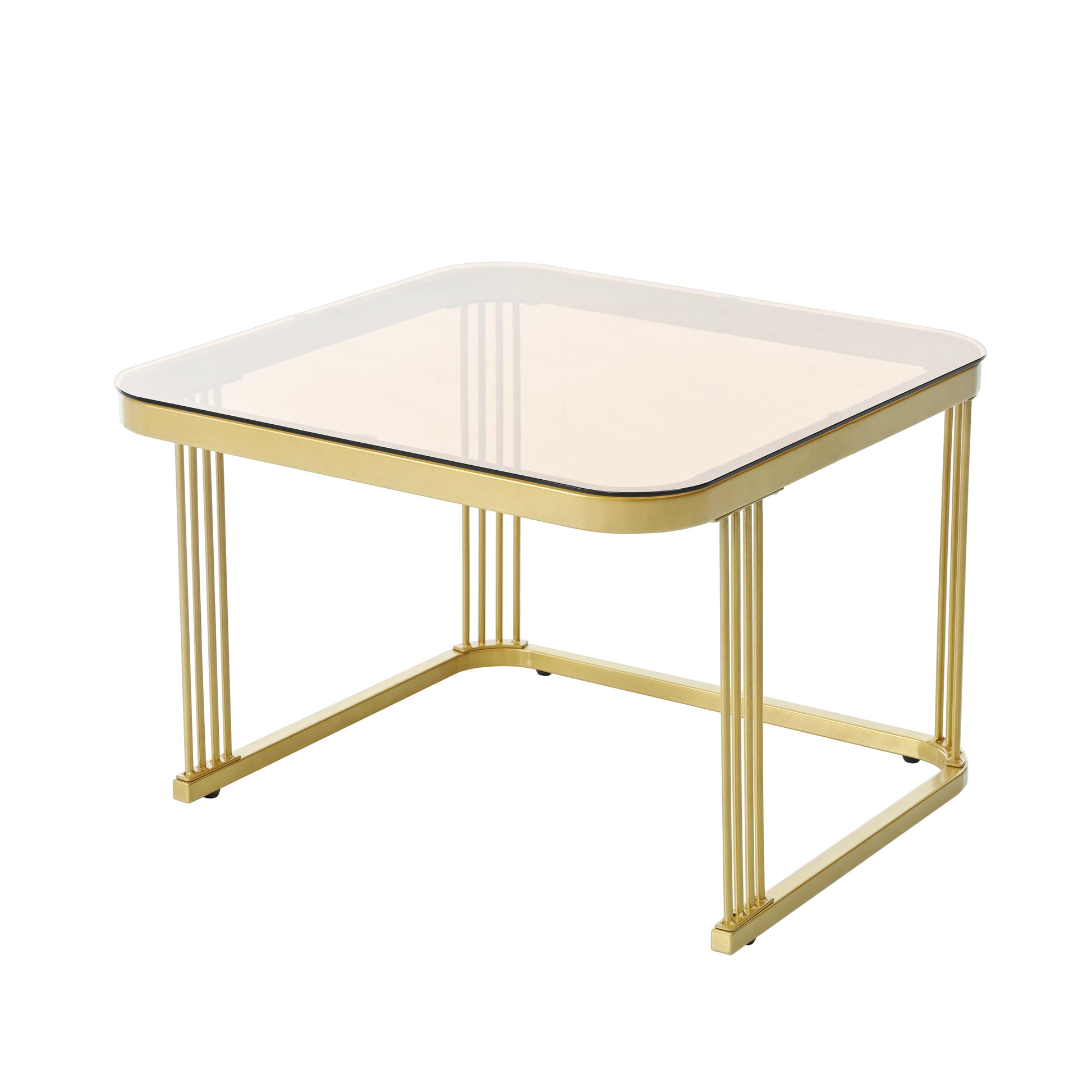 2 In 1 Square Nesting Coffee Table With Wheels & Drawers, Stackable Side Table With High Gloss Marble Grain Top, End Table Set With Brown Tempered Glass For Living Room, Black Black Gold Primary Living Space Drawers Square Mdf Steel