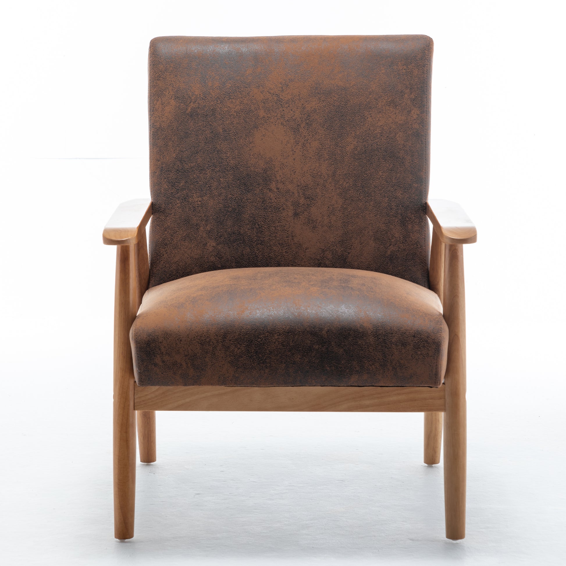 25.38'' Wide Classic Mid Century Modern Arm Chair, Light Brown Light Brown Microfiber