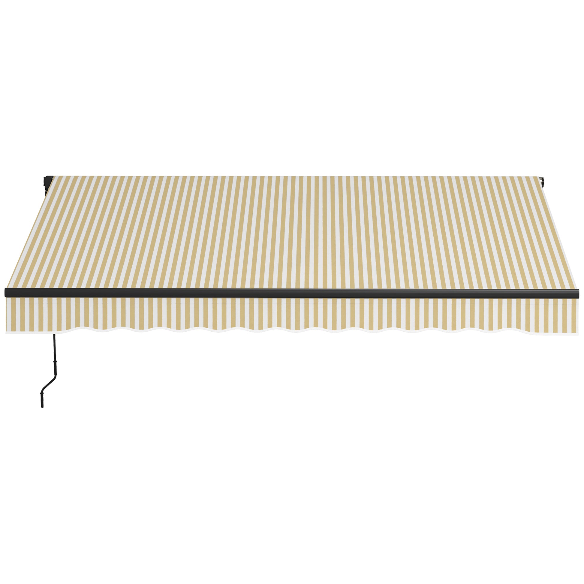 Outsunny 12' X 10' Retractable Awning, Patio Awning Sunshade Shelter With Manual Crank Handle, 280Gsm Uv Resistant Fabric And Aluminum Frame For Deck, Balcony, Yard, Beige And White Beige Polyester
