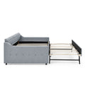 Full Size Upholstery Daybed With Twin Size Erectable Trundle And Usb Charging Design, Linen Grey Box Spring Not Required Full Grey Linen Linen