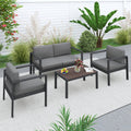 Aluminum Modern 4 Piece Sofa Seating Group For Patio Garden Outdoor Yes Complete Patio Set Black Mildew Resistant Frame Fade Resistant Cushion Garden & Outdoor Modern Complete Patio Sets Aluminium Aluminium