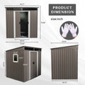 6Ft X 5Ft Outdoor Metal Storage Shed With Window Transparent Plate W540S00011 Gray Iron