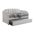 Dove Grey Tufted Back Twin Daybed With Trundle Box Spring Not Required Twin Grey Wood Gray Traditional Velvet