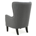Hi Back Studded Chair,Arm Chair,Living Room, Study And Bedroom Grey Fabric