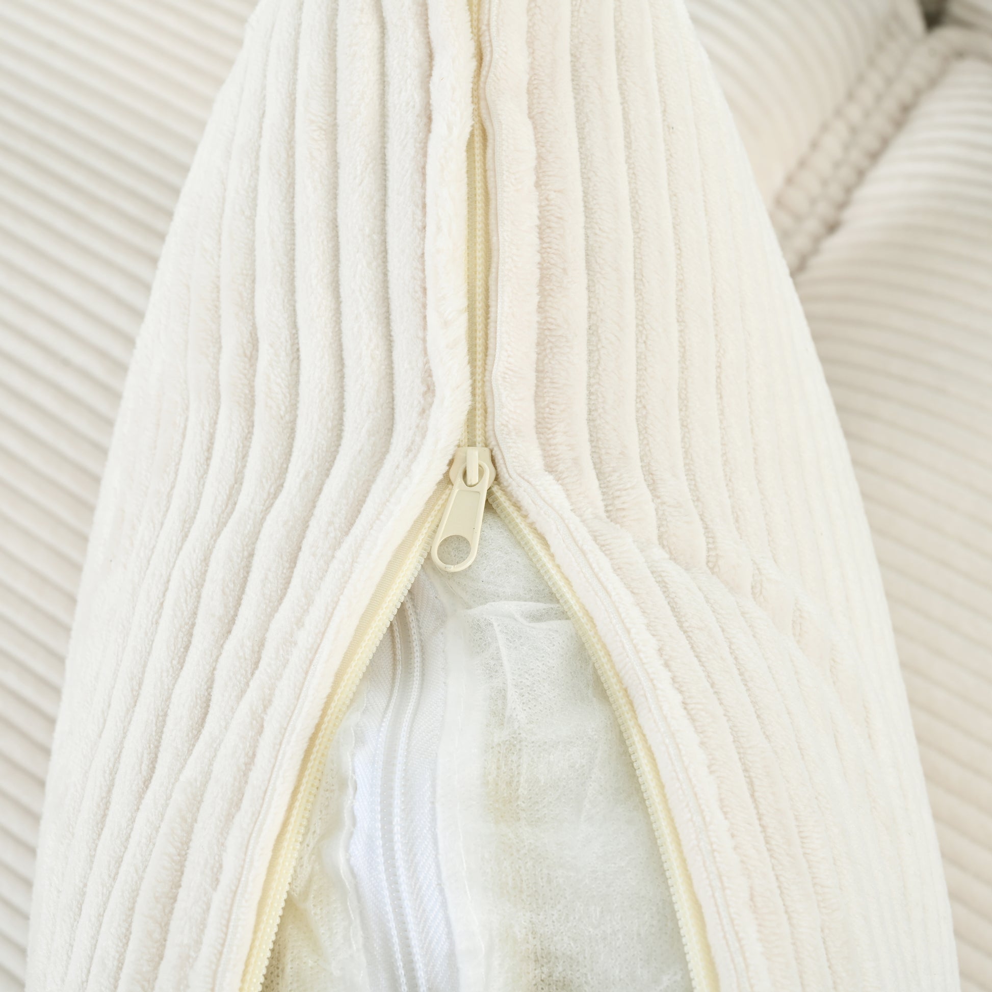 85.4" Modern Curved Sofa, Back Upholstered Couch With 2 Decorative Throw Pillows, Corduroy Fabric Couch For Living Room, Bedroomapartment Beige Corduroy 2 Seat