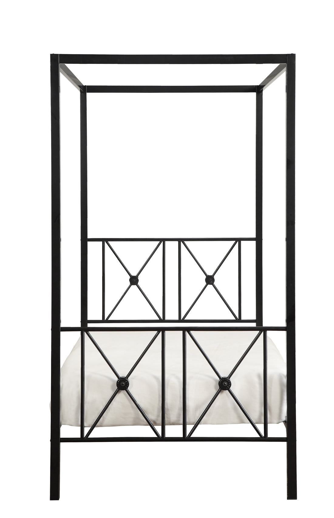 Black Finish Twin Platform Bed Canopy Metal Frame Modern Traditional 1Pc Box Spring Not Required Twin Black Metal Bedroom Canopy Metal