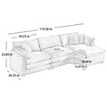Corduroy 3 Seater Sofa With 1 Footrest, L Shaped Double Sofa With Ottoman For Small Living Rooms, Tan Corduroy Sofa Tan Corduroy 3 Seat