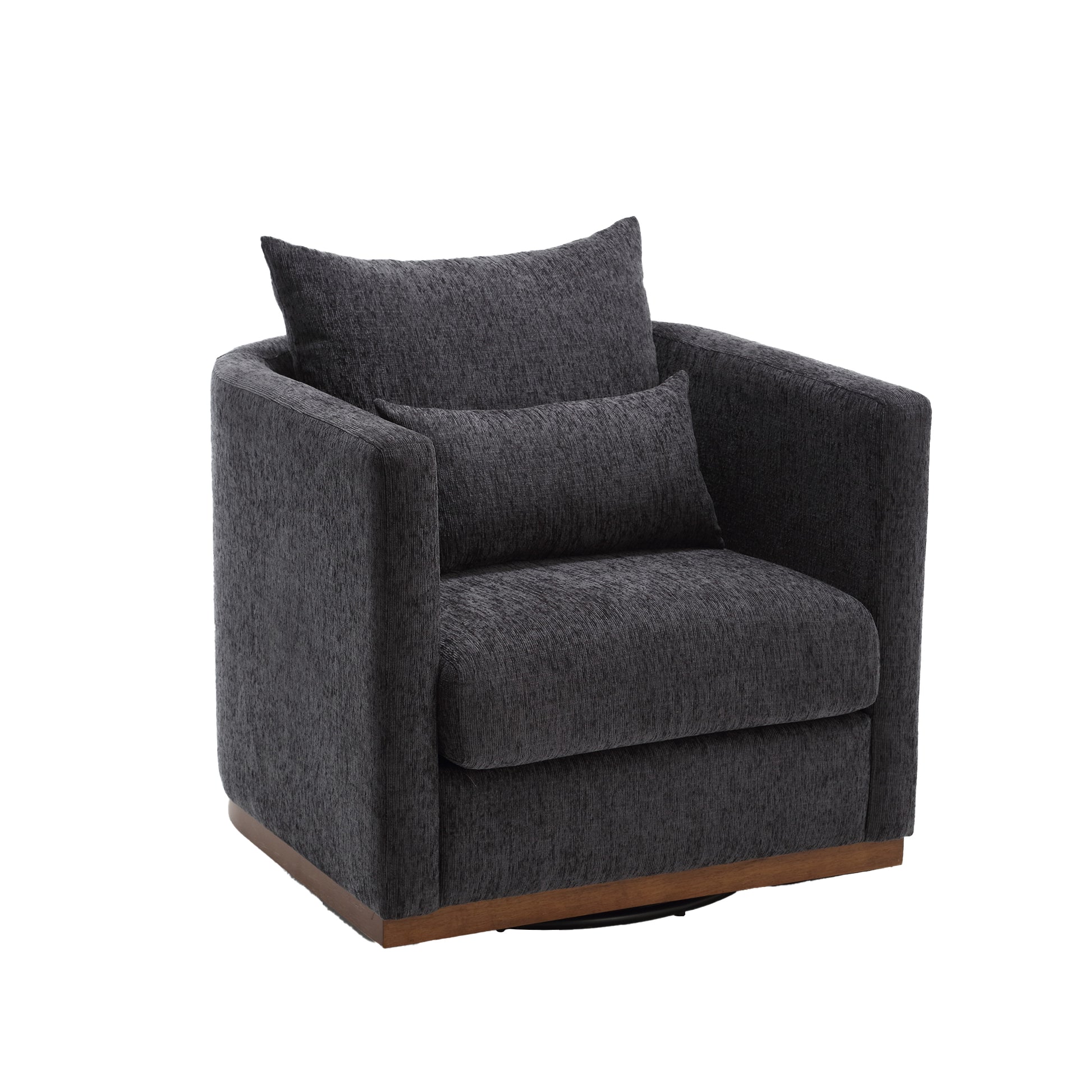 Coolmore Swivel Barrel Chair, Comfy Round Accent Sofa Chair For Living Room, 360 Degree Swivel Barrel Club Chair, Leisure Arm Chair For Nursery, Hotel, Bedroom, Office, Lounge Carbon Black Chenille Carbon Black Primary Living Space Foam Chenille