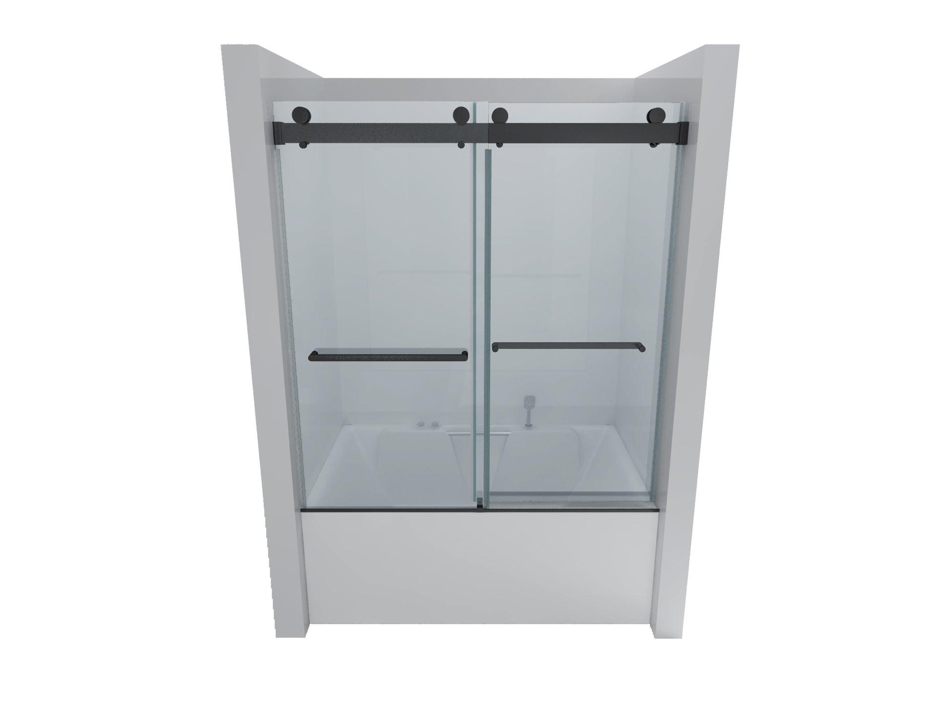 Top Rail Only, Stainless Steel Top Track With Buffer For Shower Door, 24D02P03 T60Mbx Matte Black Stainless Steel