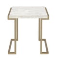 White And Champagne Sled Base End Table White Gold Primary Living Space Contemporary Rectangular Wood Metal Sled