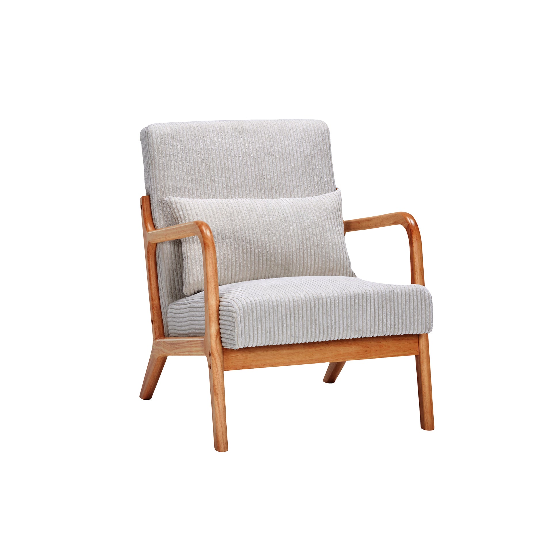 Mid Century Modern Accent Chair, Arm Chair Living Room Chairs With Pillow Upholstered Reading Chair With Solid Wood Frame & Living Room Bedroom Balcony Beige Beige Brown Primary Living Space