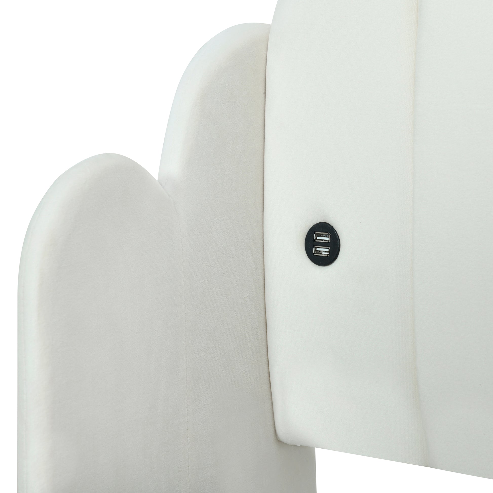 Queen Size Upholstered Platform Bed With 4 Drawers And 2 Usb, Beige Box Spring Not Required Queen Beige Wood Bedroom Bed Frame Polyester Upholstered