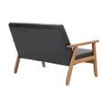Coolmore Mid Century Modern Solid Loveseat Sofa Upholstered Pu Leather Loveseat, 2 Seat Upholstered Loveseat Sofa Modern Couch Black Pu Pu Leather 2 Seat