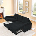 Corduroy Tufted Upholstered Sleeper Sectional Sofa, L Shaped Modular Convertible Sofa With Reversible Storage Chaise, Pull Out Sleep Couch Bed And Reclining Backrest Perfect For Living Space, Black Full Black Corduroy