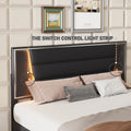 3 Pieces Bedroom Sets Queen Size Upholstered Bed With Led Lights, Nightstands And Dresser With Metal Handles And Sparkling Shiny Decoration, Black Queen Black 3 Piece Set Mdf Metal