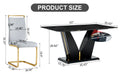 Table And Chair Set,Modern Rectangular Dining Table, 0.4 Inch Thick, With A Black Imitation Marble Pattern Glass Desktop And Black Mdf Legs. Comfortable Pu Seats,Perfect For Dinner, Meet. Grey Black Seats 4 Mdf Glass