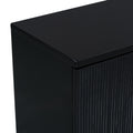 Vertical Stripes And Wavy Design Of A Four Door Cabinet Cabinet Suitable For Hallway, Entryway, Living Room 3 4 Spaces Black Primary Living Space Artsy Mdf