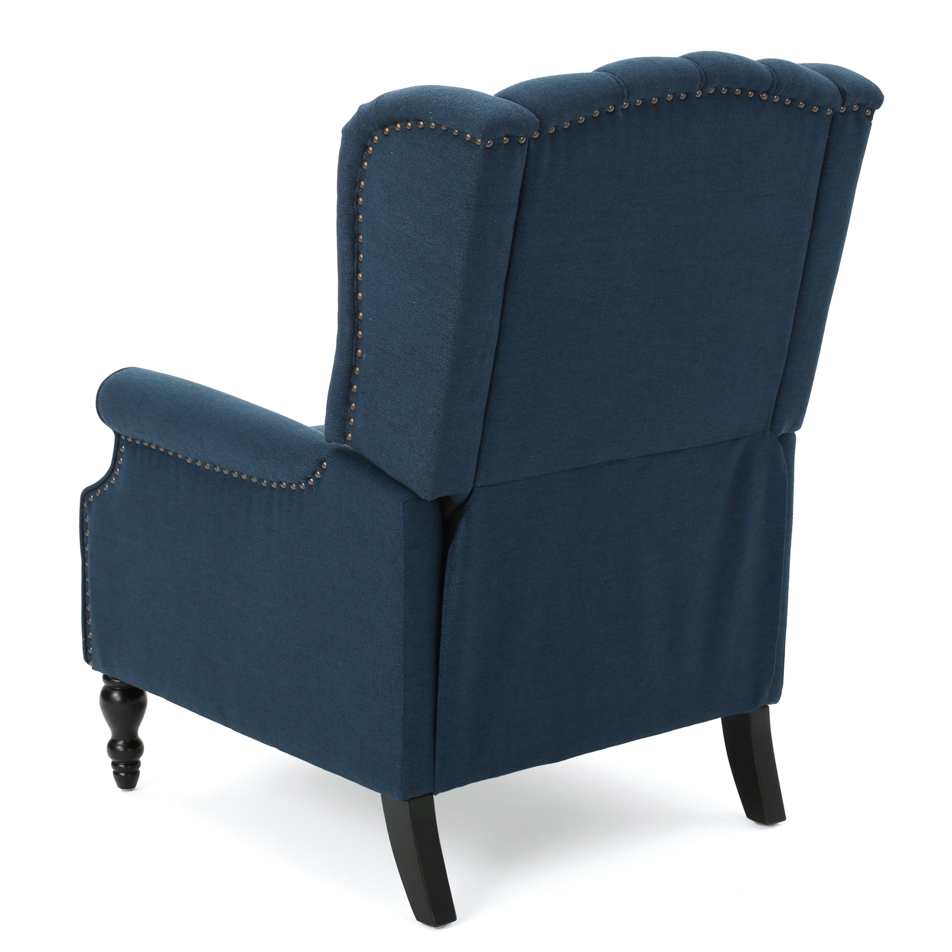 Dark Blue Tufted Fabric Arm Chair Recliner Dark Blue Polyester