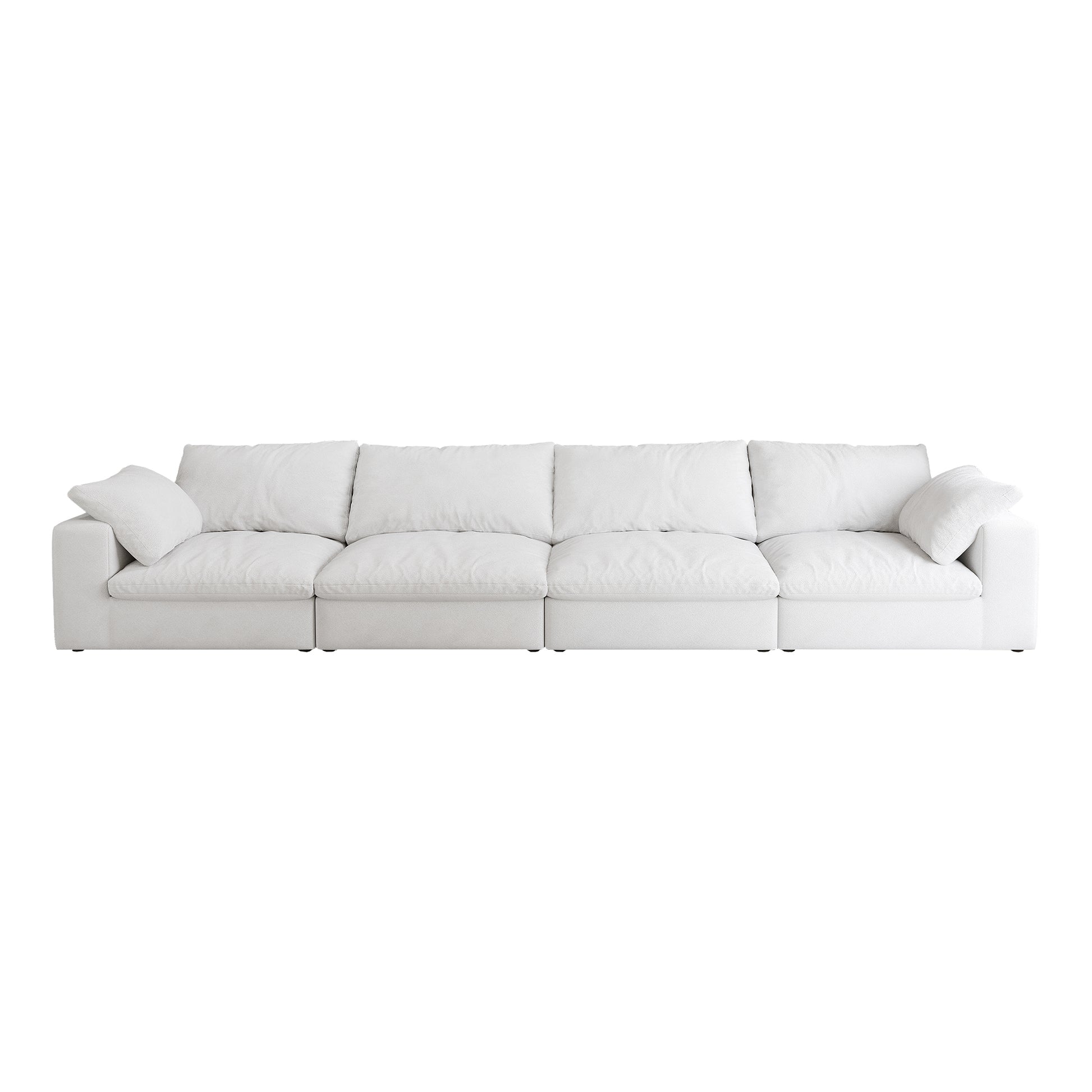 Cloud Modular Sectional Sofa With Thick Cushion 160", Wide 4 Seater Minimalist Sofa Couch,Convertible Couch Deep Seat Couches For Modern Living Room Sofa Sets For Office House 4Seaters White Fabric 4 Seat