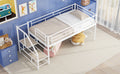 Mid Loft Bed With Storage Stairs, Twin, White Twin White Mdf Metal