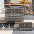 Outsunny 3 Pieces Patio Bistro Set Wooden With Cushions, Pe Wicker Patio Furniture Outdoor For Porch, Backyard, Garden, Gray Gray Rattan Metal
