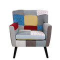 Patchwork Accent Chair, Mid Century Modern Fabric Club Chair For Bedroom Comfy, Colourful Single Sofa Chair For Livingroom, Bedroom, Office, Study And Reading Room Colorful Textile