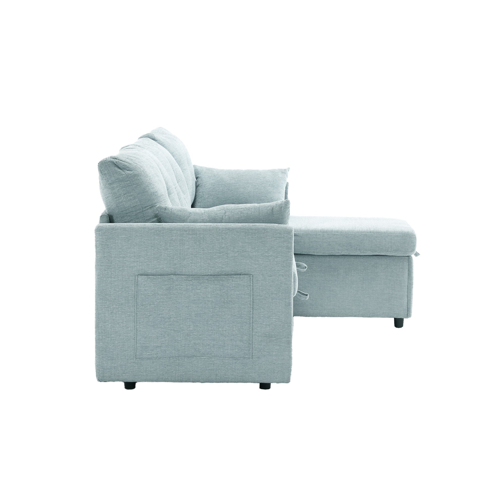 United We Win Furniture, Modular L Shaped Sofa, Modular Long Sofa With Reversible Chaise Lounge, Sofa Bed, Sleeper Sofa, Modular Sofa Combination With Storage Seats. Mint Green Chenille 3 Seat