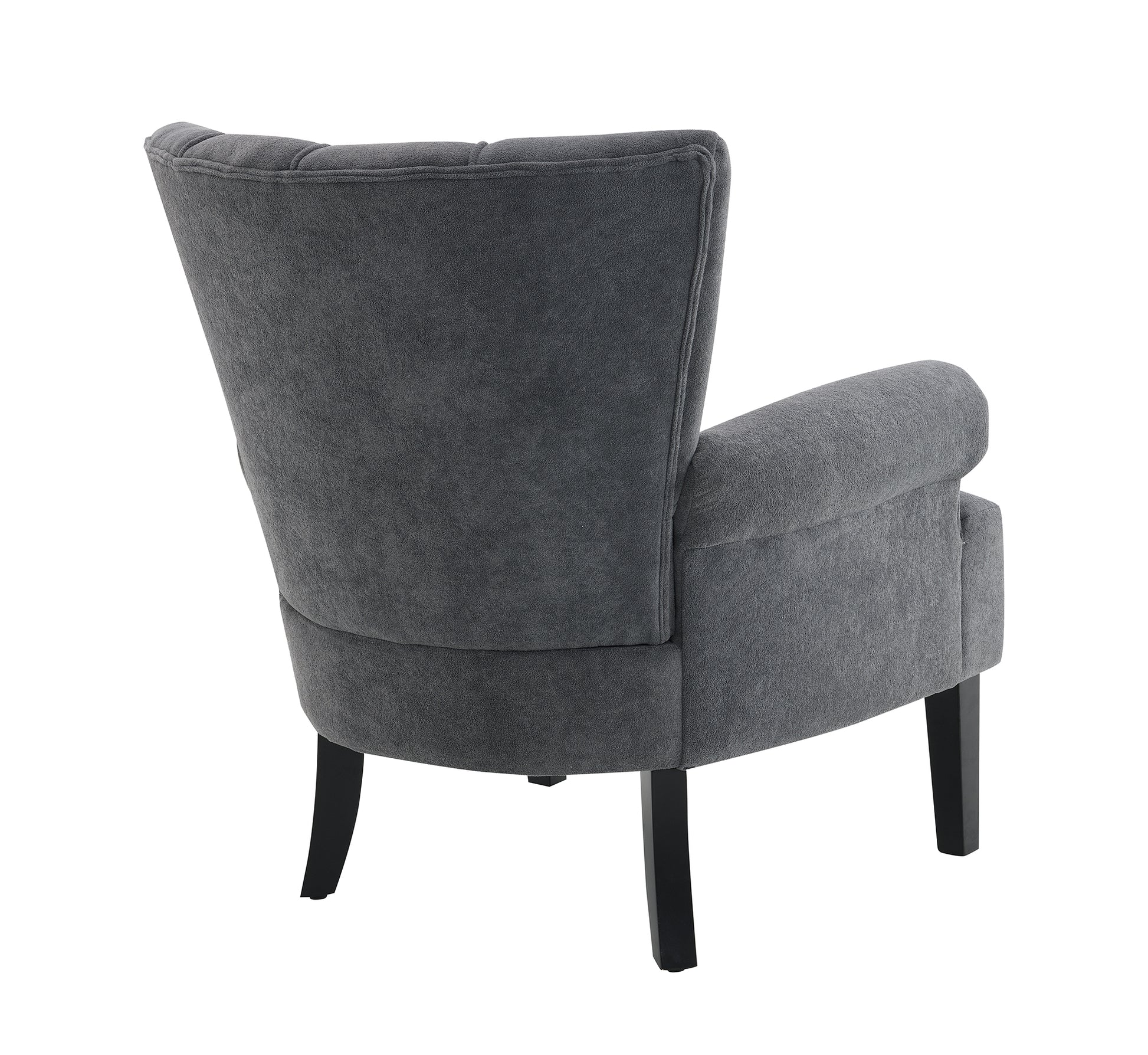 Modern Accent Living Room Chairs,Polyester Armchair Club Chair With Channel Back, Accent Chair For Living Room, Bedroom Reading Room, Soft Fabric, Wooden Leg, Dark Grey Dark Grey Primary Living Space Modern Foam Plywood