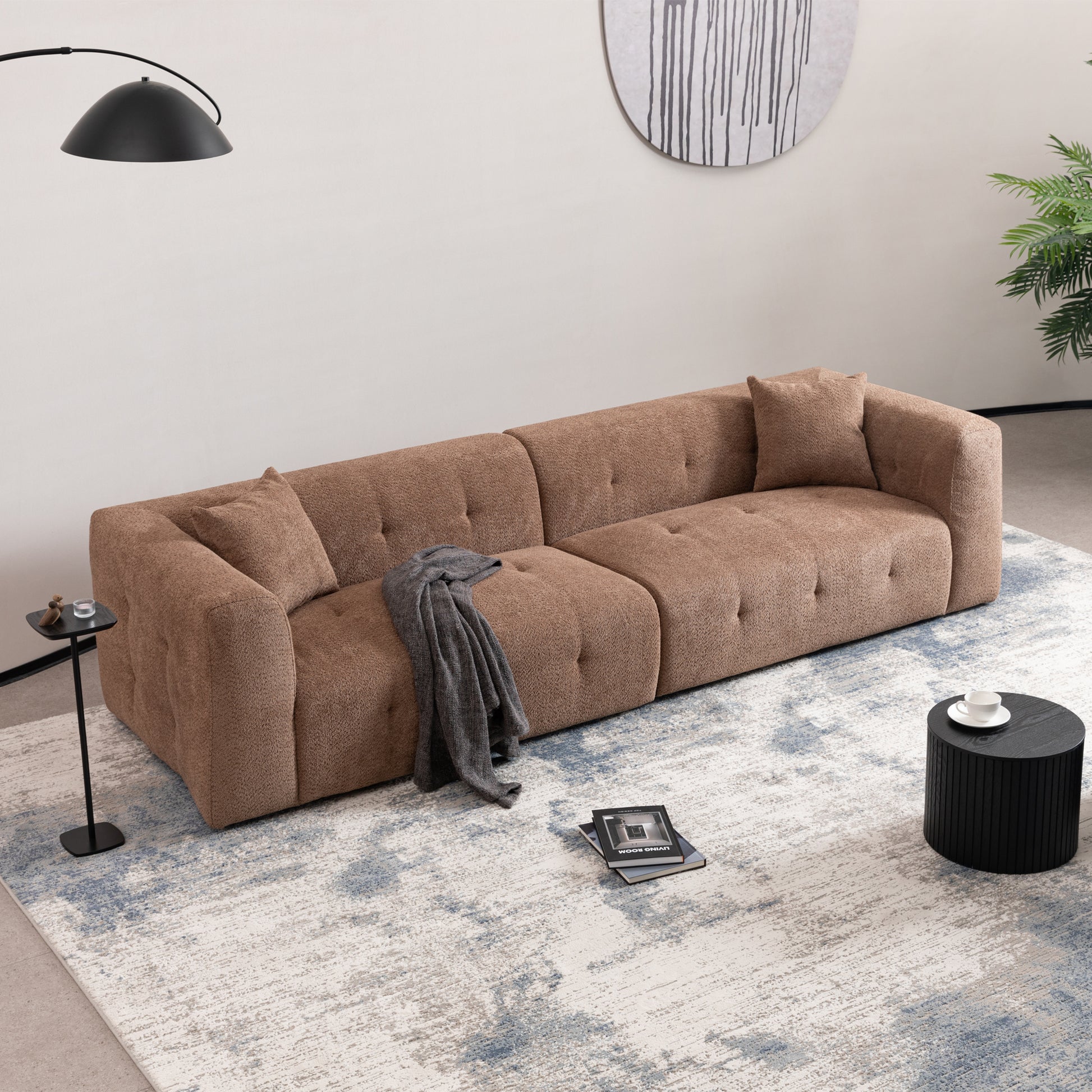 2297 Brown Sofa Brown Fabric 3 Seat