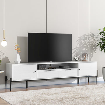 Modern Tv Console, Entertainment Center With Storage For Living Room 70.86X15.74X21.85Inch 5 Or More Spaces White Primary Living Space Particle Board