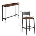 Bar Stool And Bar Three Piece Set, Industrial Style Bar Stool With Backrest, Iron Wood Structure Furniture, Suitable For Bars, Kitchens, Restaurants. Antique Brown Dining Room Antique,European,Industrial,Mid Century Modern,Minimalist Particle Board