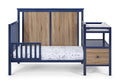 Connelly 4 In 1 Crib And Changer Combo Midnight Blue Vintage Walnut Blue Brown Wood