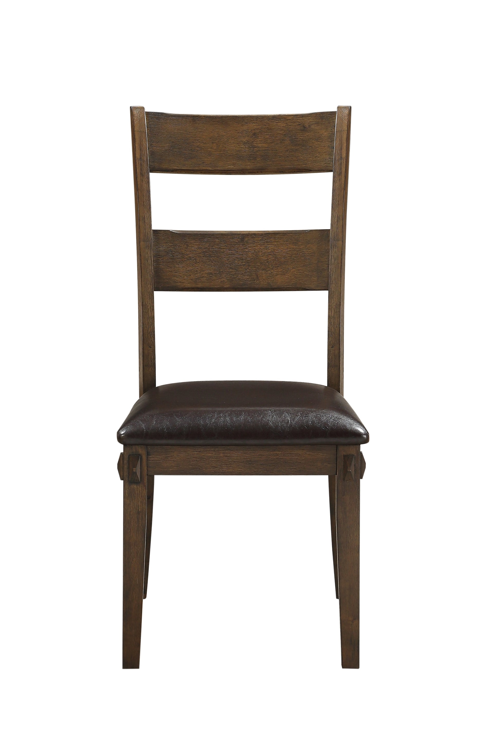 Wooden Side Chairs Withpadded Seat And Panelled Back, Set Of Two, Brown Brown Wood Fabric