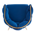 Luxury Handmade Accent Chair With Gold Legs, Modern Velvet Armchair For Living Room And Bedroom Blue Foam Velvet
