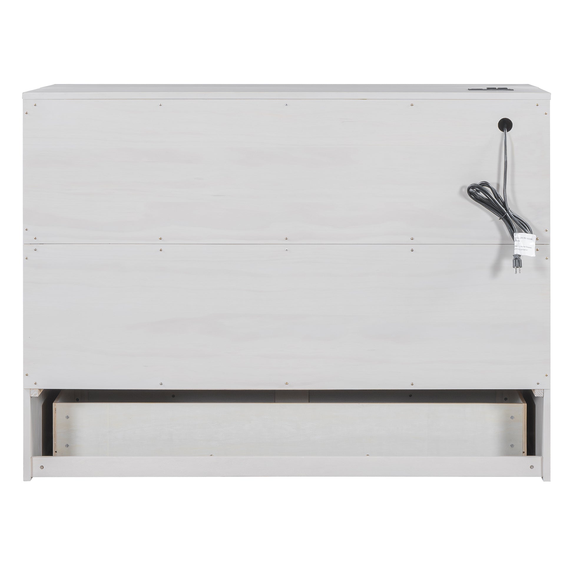 Full Size Murphy Bed With Large Drawers,White Full White Plywood