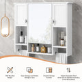 35'' X 28'' Modern Wall Mounted Bathroom Storage Cabinet, Bathroom Wall Cabinet With Mirror, Medicine Cabinet With Towels Bar White 3 5 Mirror Included Bathroom Wall Mounted Mdf Painted