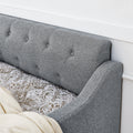 Full Size Upholstery Daybed With Twin Size Erectable Trundle And Usb Charging Design, Linen Grey Box Spring Not Required Full Grey Linen Linen