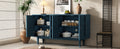 Modern 4 Door Sideboard With Convex Pattern Doors And 2 Silver Handle For Living Room, Dining Room, Kitchen Navy Navy Mdf