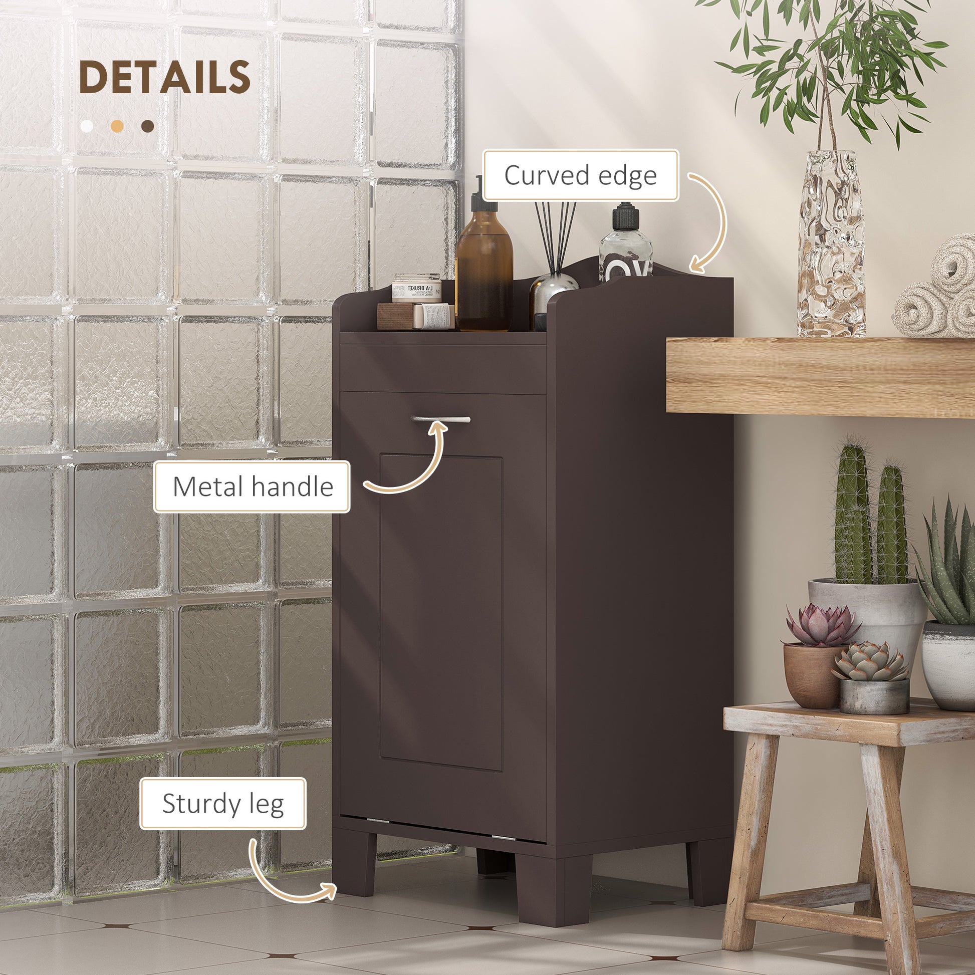 Homcom 31" Tilt Out Laundry Hamper, Free Standing Home Organizer Hamper, Bathroom Storage Cabinet, Coffee Coffee Mdf