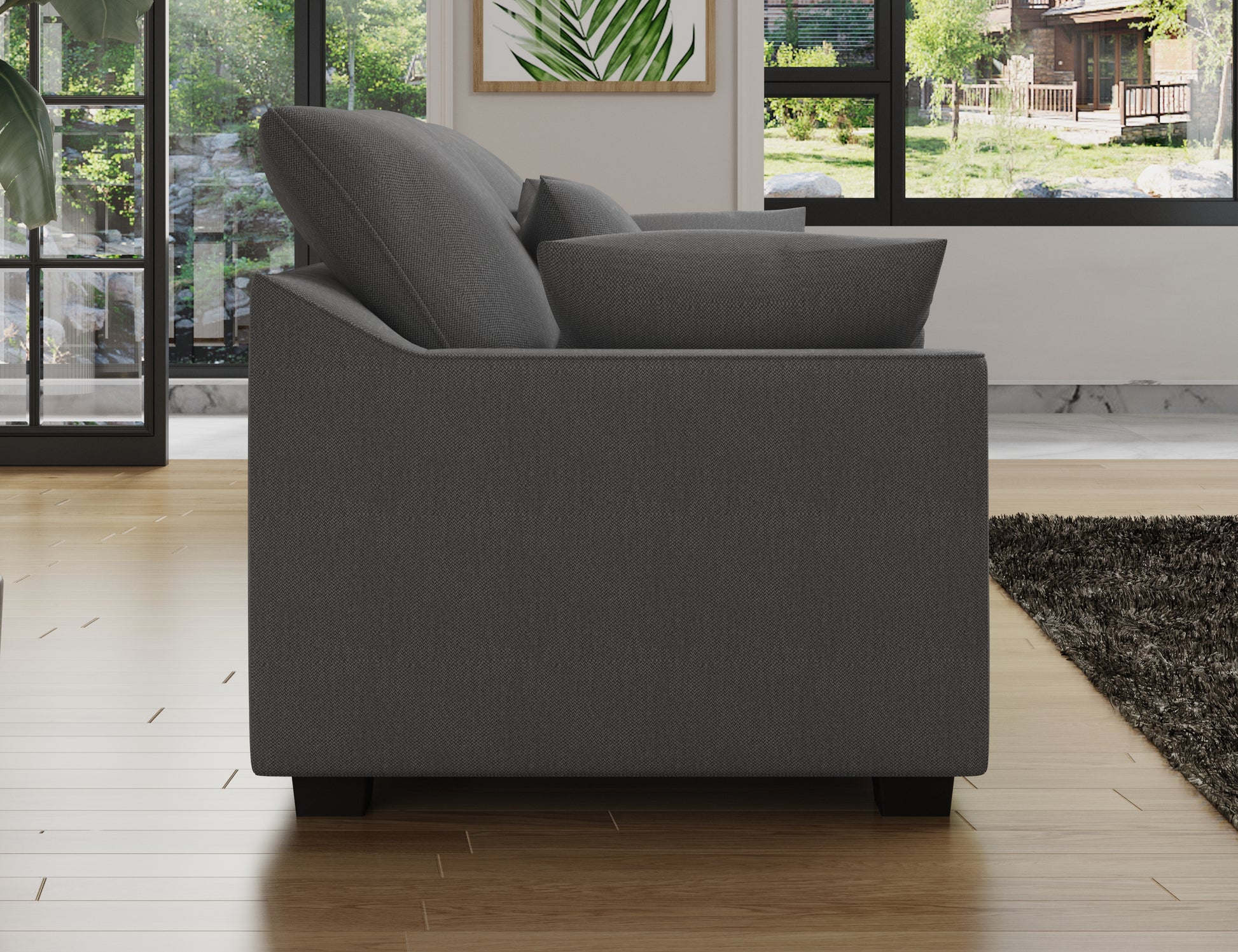 78.7" Sofa Couch 3 Seater Sofa With Pillows Polyester Upholstery Duck Down Filled Cushion Sofa For Living Room Apartment,Grey Grey Polyester Wood Primary Living Space Soft Cushion Back Foam Polyester 3 Seat