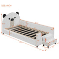Twin Size Upholstered Daybed With Bear Shaped Headboard, Hydraulic System Andmesh Fence, White White Velvet
