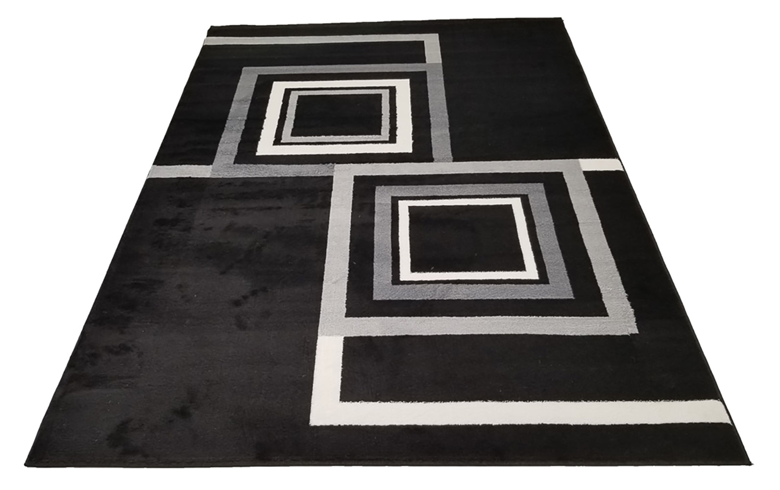 Jersey Area Rugs, Carpets For Livingroom, 5X7 Area Rugs ,1925 Black Rectangle 5&7 Black Grey Contemporary Abstract Polypropylene