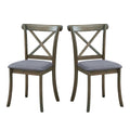 Wooden X Back Dining Chairs Set Of 2, Modern Fabric Upholstered Kitchen Side 2Pc Chairs, Cross Back Rubber Wood Farmhouse Dining Room Chair,Oak Oak Wood